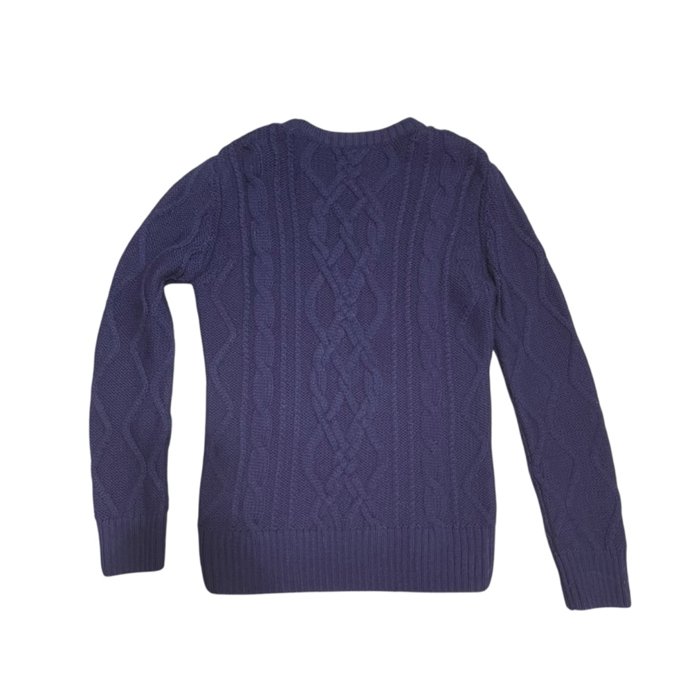 Boast Women's Chunky Fisherman Cable Wool Knit Crewneck Sweater‎ Navy Size L - Picture 6 of 11